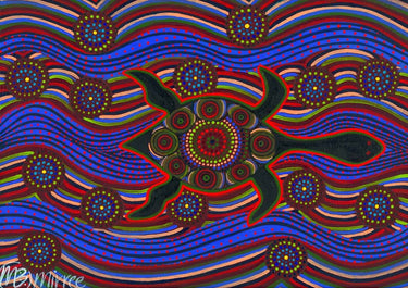 Snake Head Turtle Aboriginal Art Animal Dreaming A6 Gift Card Single by Mirree